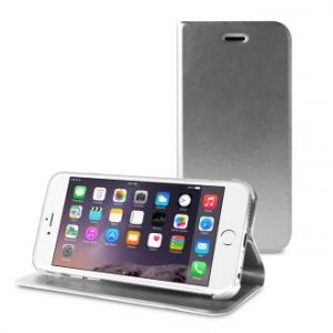 PURO Booklet Wallet Case - Etui iPhone 6s / iPhone 6 z kieszenią na kartę + stand up (srebrny)