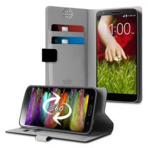 PURO Uniwallet Bi-Color - Uniwersalne etui obrotowe 360° z kieszonkami na karty, rozmiar XL (czarny)