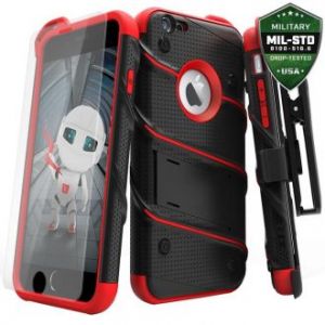 Zizo Bolt Cover - Pancerne etui iPhone 6s / iPhone 6 + szkło 9H na ekran (czarny/czerwony)