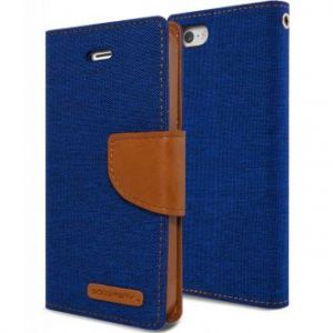 Mercury Canvas Diary - Etui iPhone SE / iPhone 5s / iPhone 5 z kieszeniami na karty + stand up (gran