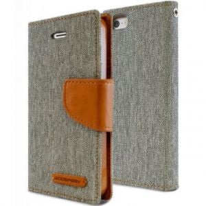 Mercury Canvas Diary - Etui iPhone SE / iPhone 5s / iPhone 5 z kieszeniami na karty + stand up (szar