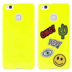 PURO Patch Mania - Etui Huawei P9 Lite w zestawie 5 naklejek (żółty)