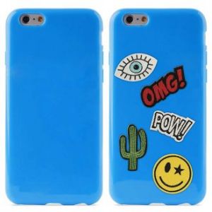 PURO Patch Mania - Etui iPhone 6s / iPhone 6 w zestawie 5 naklejek (niebieski)
