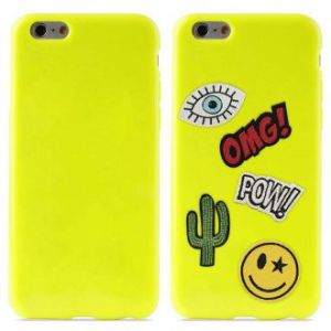 PURO Patch Mania - Etui iPhone 6s / iPhone 6 w zestawie 5 naklejek (żółty)