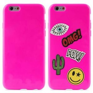 PURO Patch Mania - Etui iPhone 6s / iPhone 6 w zestawie 5 naklejek (różowy)