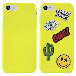PURO Patch Mania - Etui iPhone 7 w zestawie 5 naklejek (żółty)