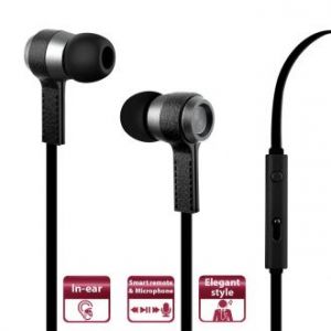 PURO Biz Earphones - Słuchawki z płaskim kablem z mikrofonem i pilotem (czarny)