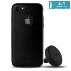 PURO Car Magnetic Kit - Magnetyczny uchwyt samochodowy z magnetycznym etui iPhone 7 (czarny)