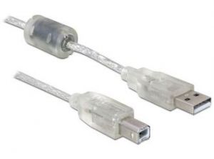 KABEL USB AM-BM 2.0 + FERRYT 0.5M PRZEZROCZYSTY DELOCK