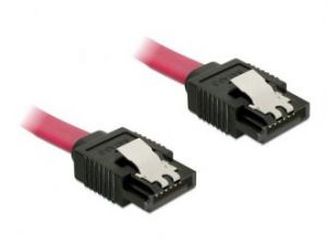 KABEL SATA DATA III (6GB/S) 30CM Z ZATRZASKAMI METALOWYMI CZERWONY DELOCK