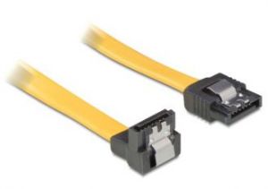 KABEL SATA DATA II (3GB/S) 30CM Z ZATRZASKAMI METALOWYMI KĄTOWE DÓŁ/PROSTO ŻÓŁTY DELOCK