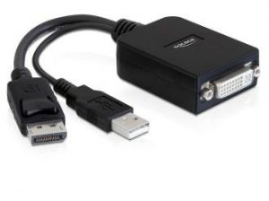 ADAPTER DISPLAYPORT(M)+(+5V USB)->DVI-I(F)(24+5) 23CM AKTYWNY DELOCK