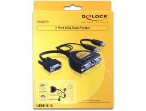 ADAPTER VGA(15M)->VGA(15F) X2 + ZASILANIE Z USB + USB(AF) DELOCK