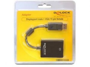 ADAPTER DISPLAYPORT(M)->VGA 15 PIN NA KABLU 12.5CM DELOCK