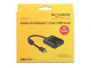 ADAPTER DISPLAYPORT MINI 1.2->HDMI AKTYWNY 4K NA KABLU 15CM BLACK
