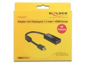 ADAPTER DISPLAYPORT MINI 1.2 ->HDMI 4K PASYWNY NA KABLU CZARNY DELOCK