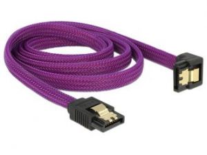 KABEL SATA DATA III (6GB/S) 100CM Z ZATRZASKAMI METALOWYMI KĄTOWE DÓŁ/PROSTO PREMIUM DELOCK