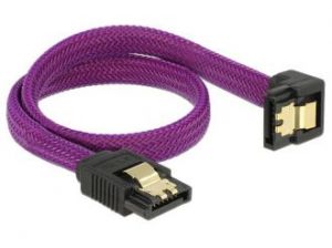 KABEL SATA DATA III (6GB/S) 30CM Z ZATRZASKAMI METALOWYMI KĄTOWE DÓŁ/PROSTO PREMIUM DELOCK