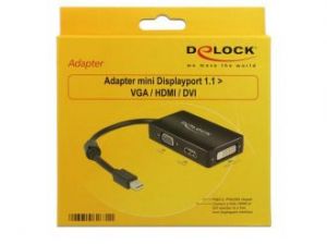 ADAPTER DISPLAYPORT MINI->HDMI/VGA/DVI 16CM BLACK DELOCK