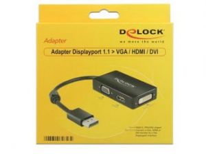 ADAPTER DISPLAYPORT 1.1->HDMI/VGA/DVI 16CM BLACK DELOCK