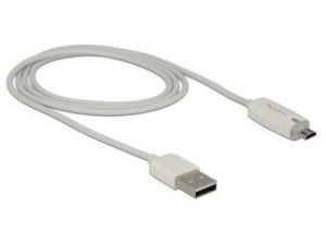 KABEL USB MICRO AM-MBM5P 2.0 1M +WSKAŹNIK ŁADOWANIA LED WHITE DELOCK