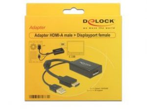 ADAPTER HDMI(M)->DISPLAYPORT 1.2(F)+ZASILANIE USB 24CM DELOCK