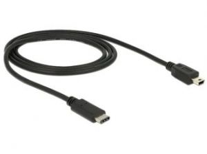 KABEL USB TYPE-C(M)-MINI BM 2.0 1M BLACK DELOCK