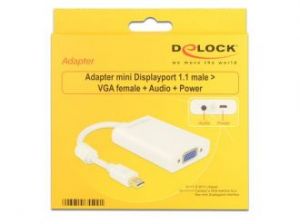 ADAPTER DISPLAYPORT MINI 1.1 (M)->VGA(F) AUDIO POWER WHITE DELOCK