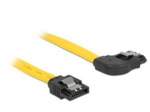 KABEL SATA DATA III (6GB/S) 50CM Z ZATRZASKAMI METALOWYMI KĄTOWE PRAWO/PROSTO ŻÓŁTY DELOCK
