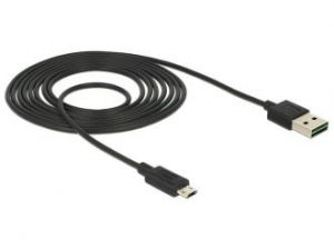 KABEL MICRO USB AM-BM 2.0 2M DUAL EASY-USB BLACK DELOCK