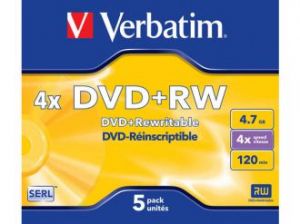 DVD+RW VERBATIM 4.7GB X4 MATT SILVER (5 JEWEL CASE)