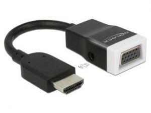 ADAPTER HDMI-A(M)->VGA (F)+ STEREO JACK 3.5MM 3 PIN(F) NA KABLU 15CM DELOCK