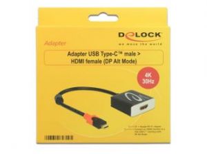 ADAPTER USB TYPE-C(M)-HDMI(F) 4K 30HZ (THUNDERBOLT 3/DISPLAYPORT ALTERNATE MODE) BLACK DELOCK