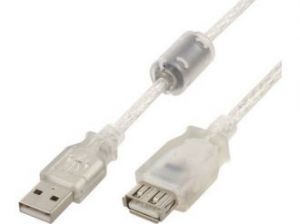 PRZEDŁUŻACZ USB AM-AF 2.0 +FERRYT 0.75M PRZEZROCZYSTY GEMBIRD
