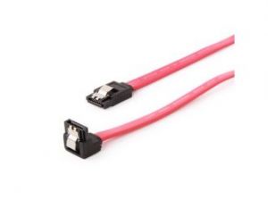 KABEL SATA DATA III (6GB/S) 50CM KĄTOWE DÓŁ/PROSTO CZERWONY METALOWE ZATRZASKI GEMBIRD