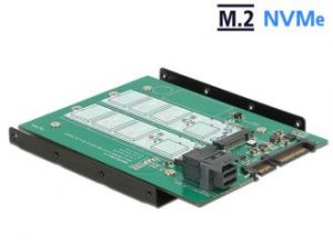 ADAPTER SATA 22PIN + SFF-8643 NVME ->2X M.2 NGFF KEY M+B DELOCK