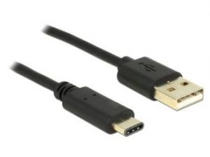 KABEL USB TYPE-C(M)->USB-AM 2.0 2M BLACK DELOCK
