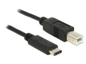 KABEL USB TYPE-C(M)->USB-B(M) 2.0 1M BLACK DELOCK