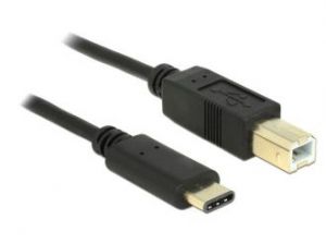 KABEL USB TYPE-C(M)->USB-B(M) 2.0 2M BLACK DELOCK